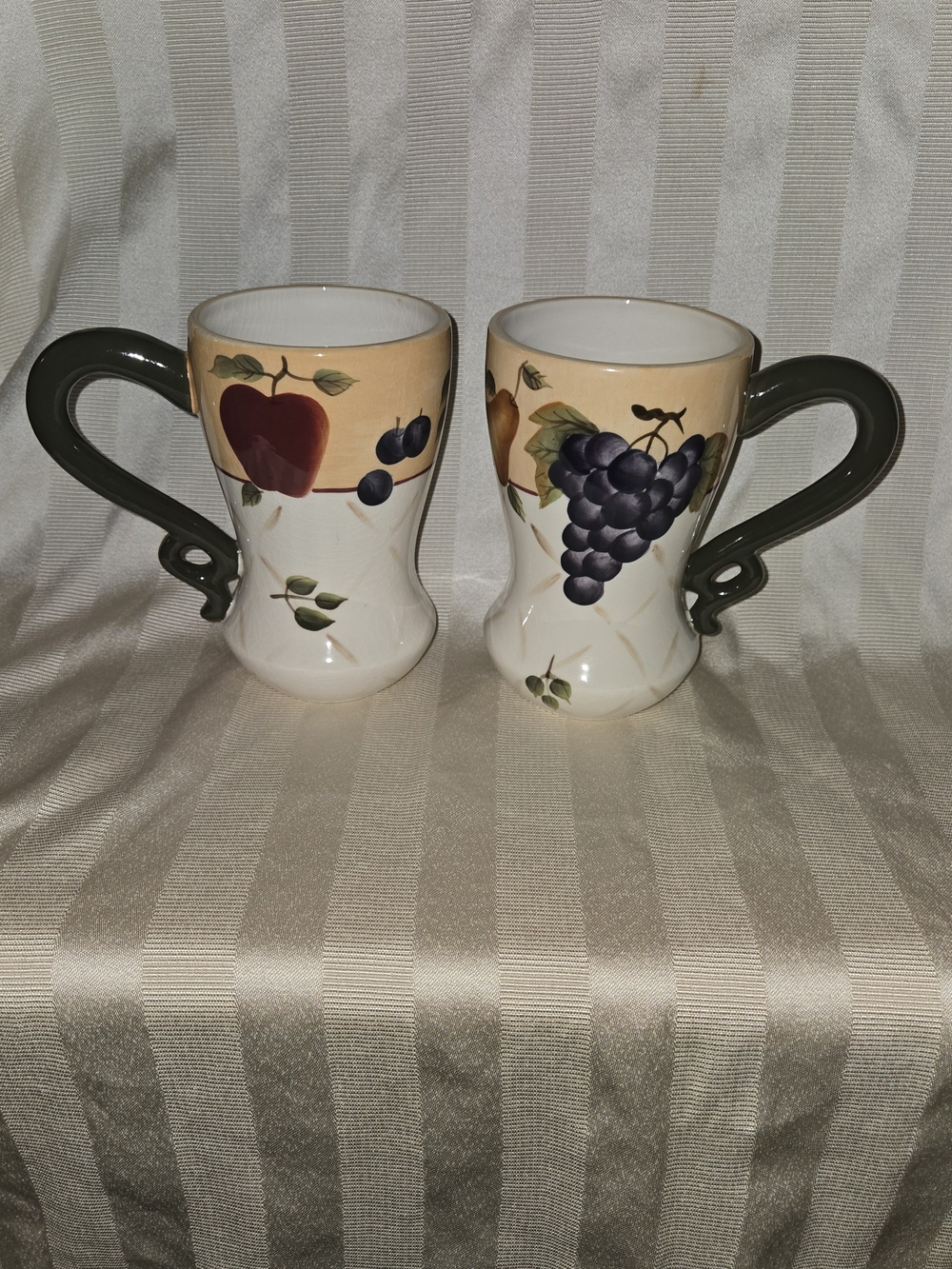 Sonoma Villa Hand-Painted Fruit Ceramic Mugs Home Interiors Set Of 2.